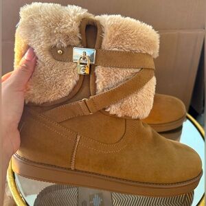 G By Guess Alixa Women  Round Toe Faux Fur Tan Winter Boot